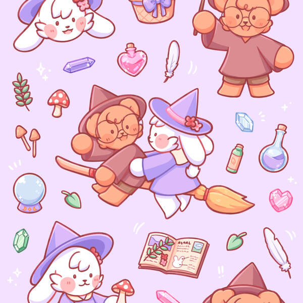 Coven Cuties Sticker Sheet Artwork