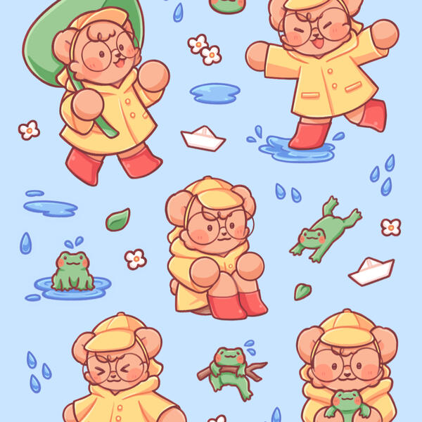 Rainy Day Sticker Sheet Artwork